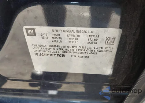 2016 Chevrolet Cruze Limited Ls Auto из США, поврежденный, VIN 1G1PC5SHXG7175520